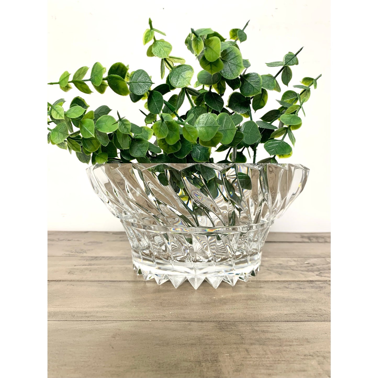 Vintage Mikasa Ranier Cut Crystal Bowl Starburst Base Lead Crystal Centerpiece Vase