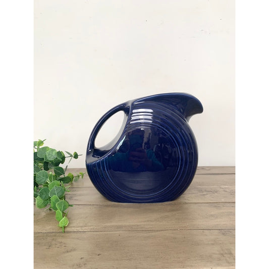 Vintage Fiesta Cobalt Blue Pitcher 67 oz Homer Laughlin Fiestaware Art Deco Americana Pottery