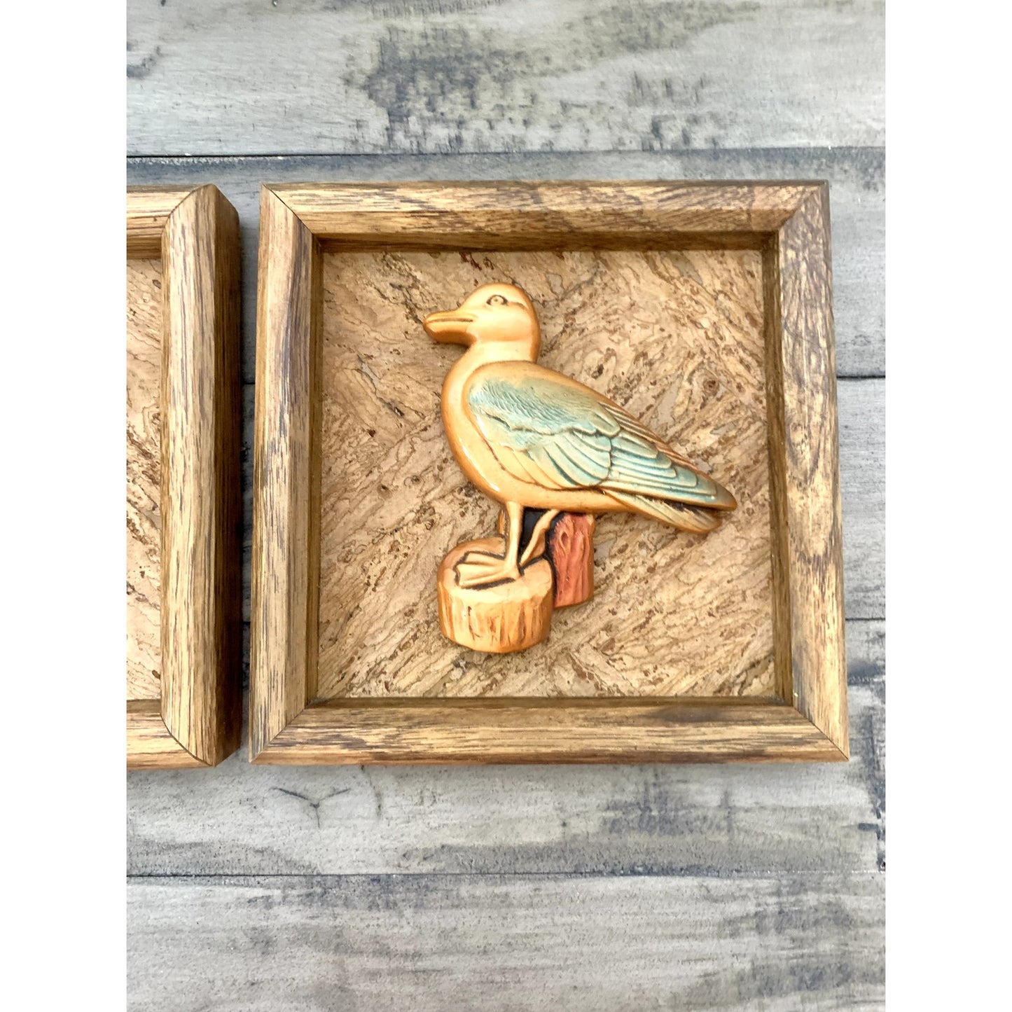 Vintage 1982 Miller Studio Chalkware Shorebird Wall Plaques Coastal Bird Cottage