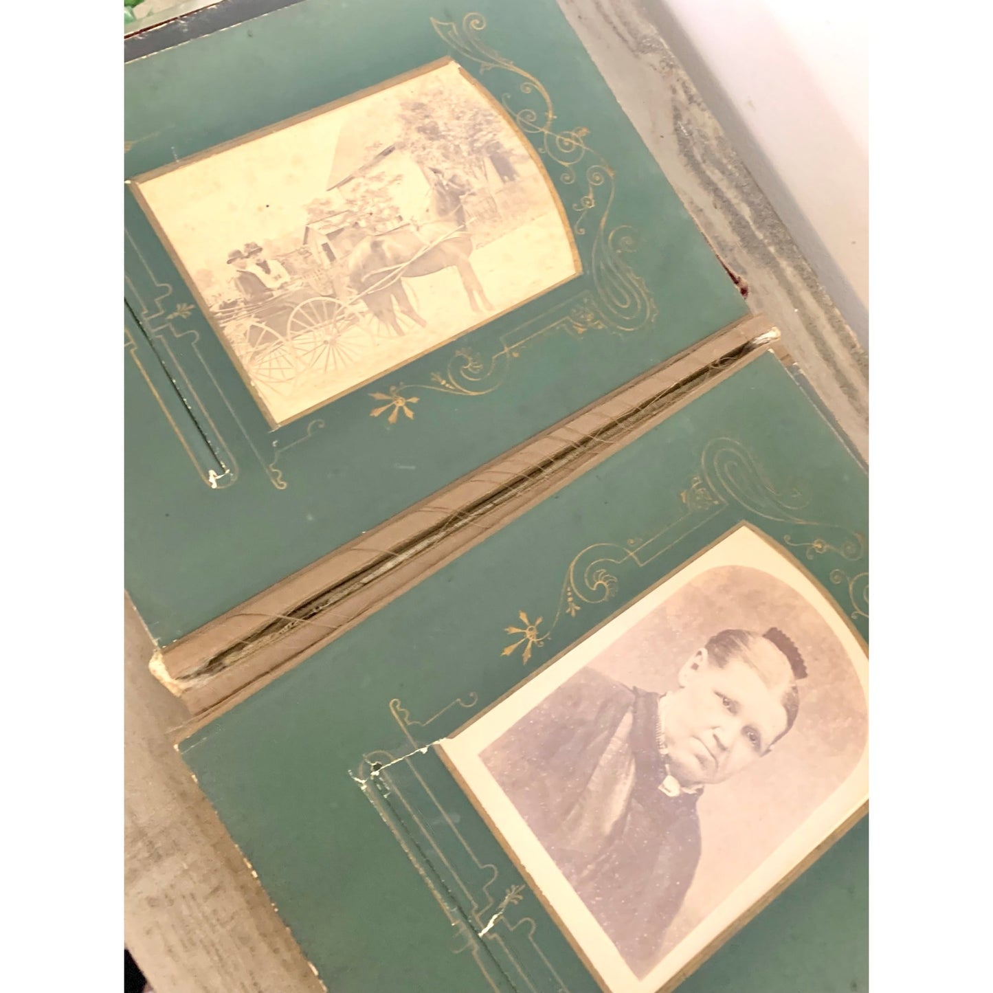 Antique Victorian Photo Album with 1800s Portraits Photography Ephemera Book