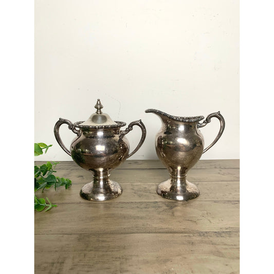 Vintage Silver-Plated Sugar & Creamer Set – Silver on Copper Old Money Moody