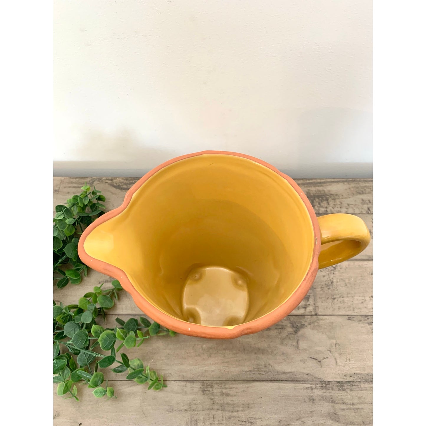 Vintage Tapestry by Nanette Vacher Floral Pitcher Pottery Vase Hand Painted Terracotta