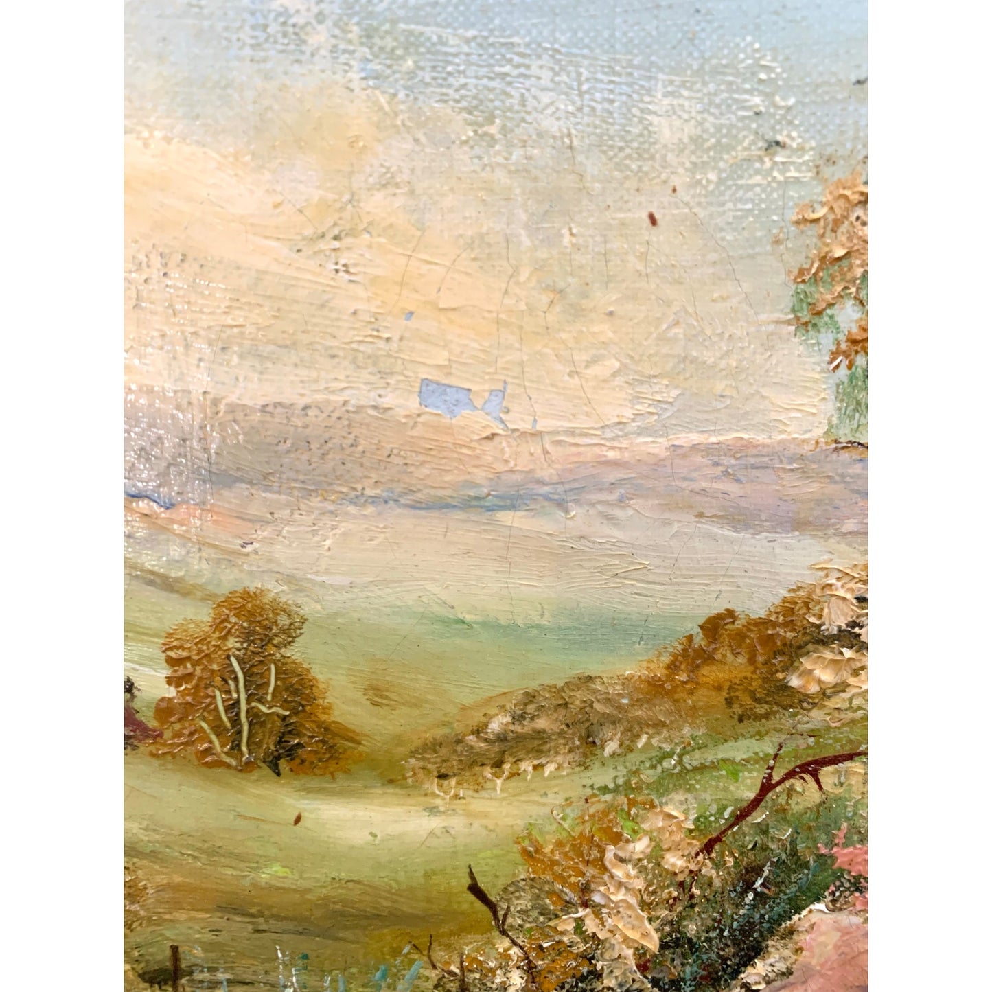 Vintage 1966 Landscape Oil Painting on Canvas – Signed C.A. Gays – Mid Century Original Farm Scene with Tree & Pond