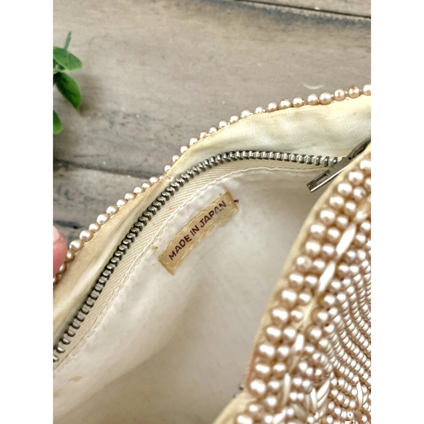 Vintage Beaded Faux Pearl Evening Bag Wristlet Clutch Purse Romantic Glam Boho