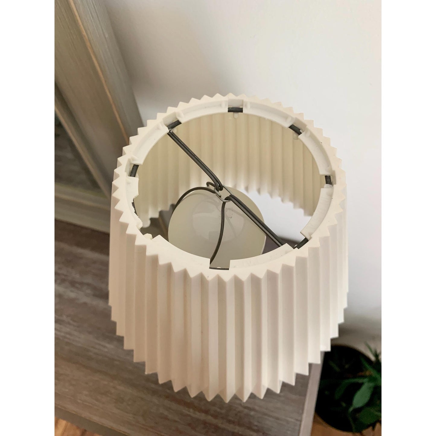 Vintage Hand-Painted Milk Glass Lamp with Pleated Shade