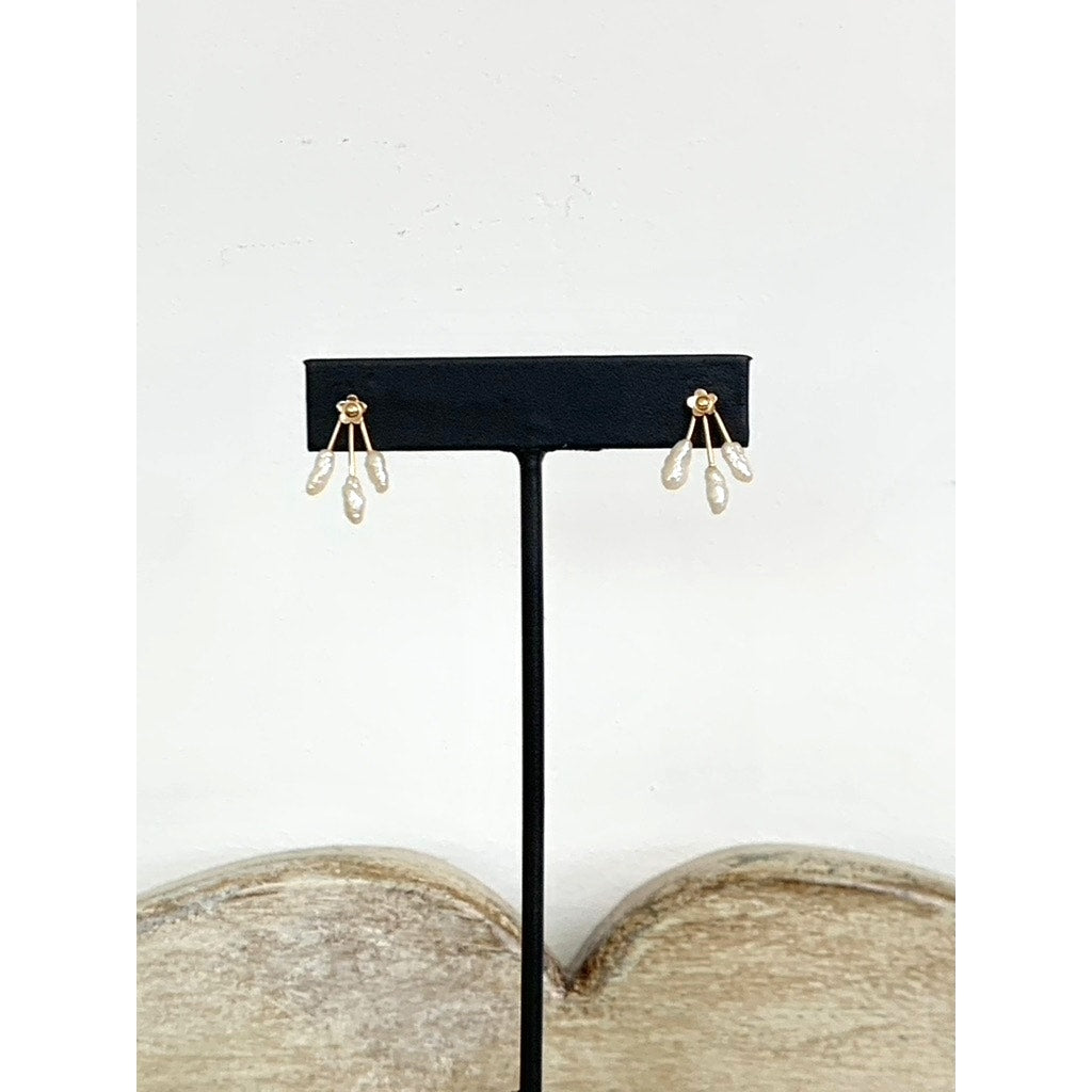 Vintage 14K Gold Filled Freshwater Pearl Drop Earrings Post Back Dainty Gold Jewelry