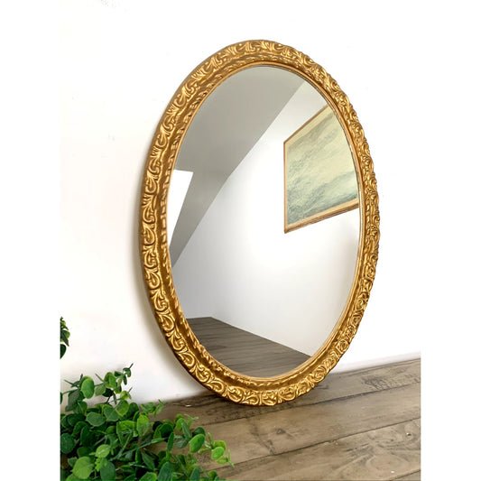 Vintage Syroco Gold Oval Mirror Hollywood Regency Wall Decor Feminine Cotaagecore