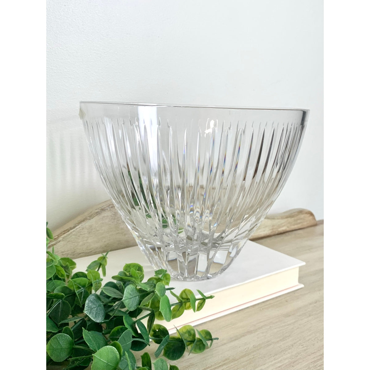 Vintage Josair Yugoslavia Lead Crystal Bowl Large Cut Glass Centerpiece Elegant