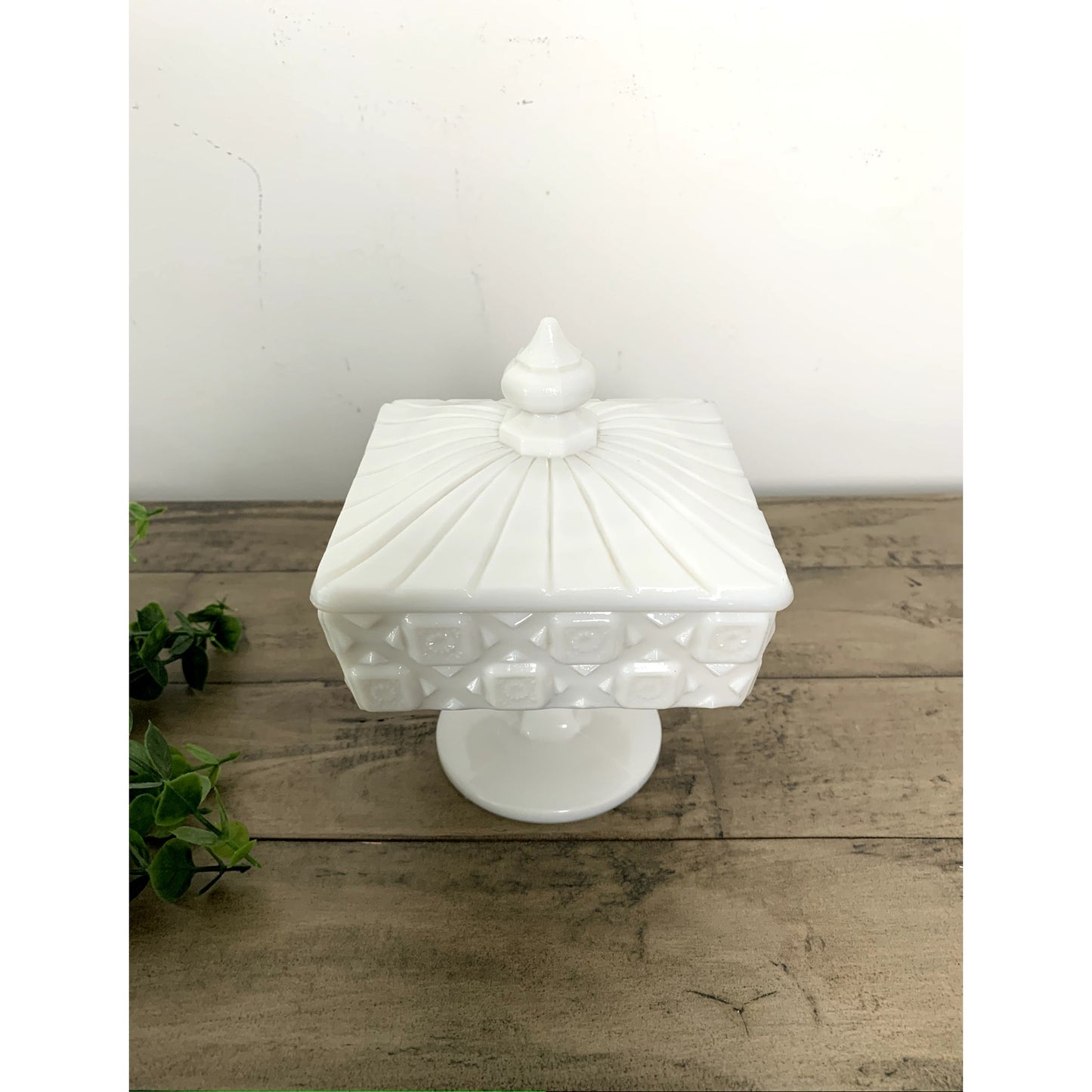Westmoreland Milk Glass Candy Dish Vintage Wedding Box White Pedestal Lidded Box