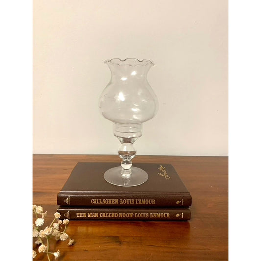 Vintage Princess House Heritage Crystal Hurricane Candle Lamp Clear Etched Cottagecore