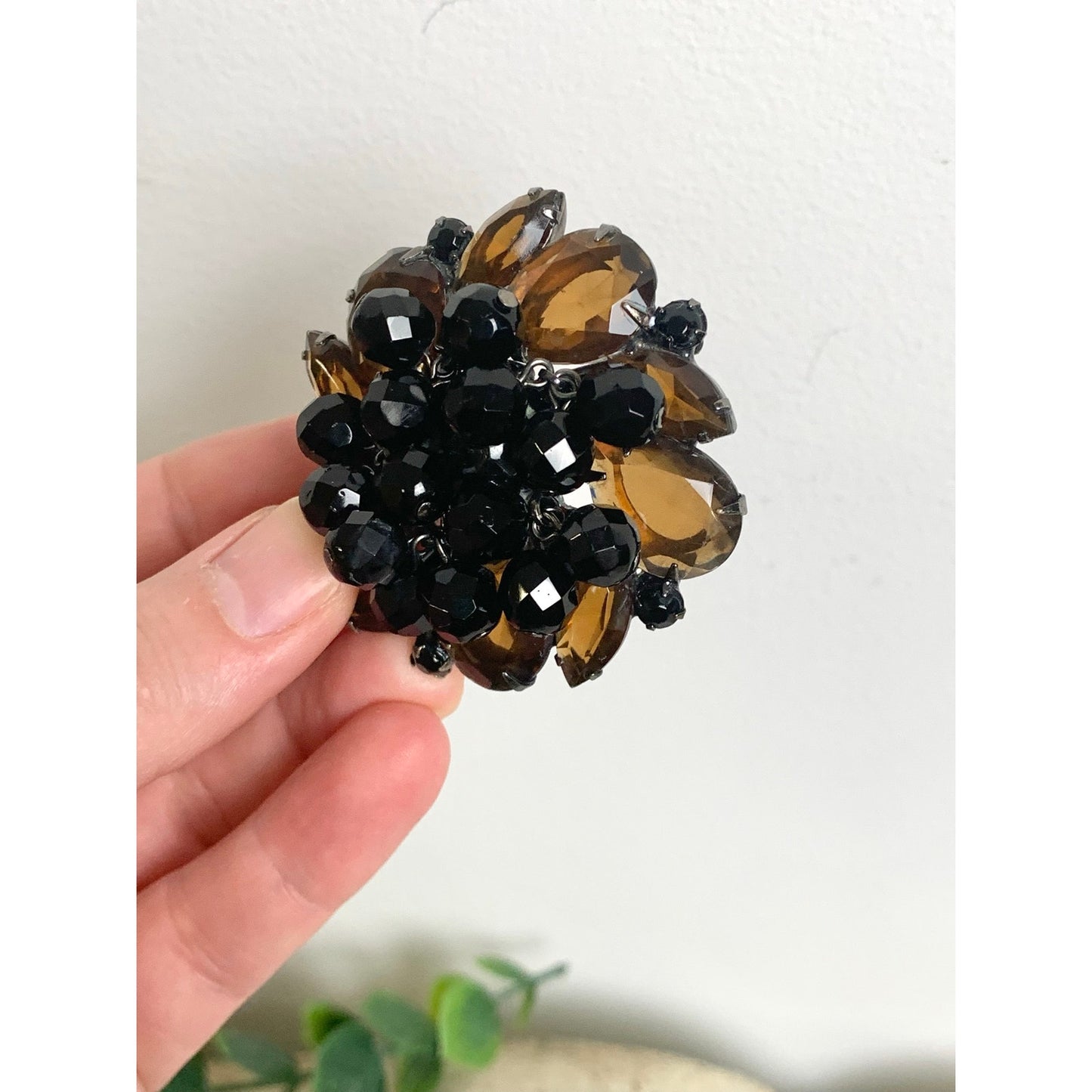 Vintage Juliana by DeLizza & Elster Brooch Amber Topaz Rhinestone Cha Cha Statement Pint