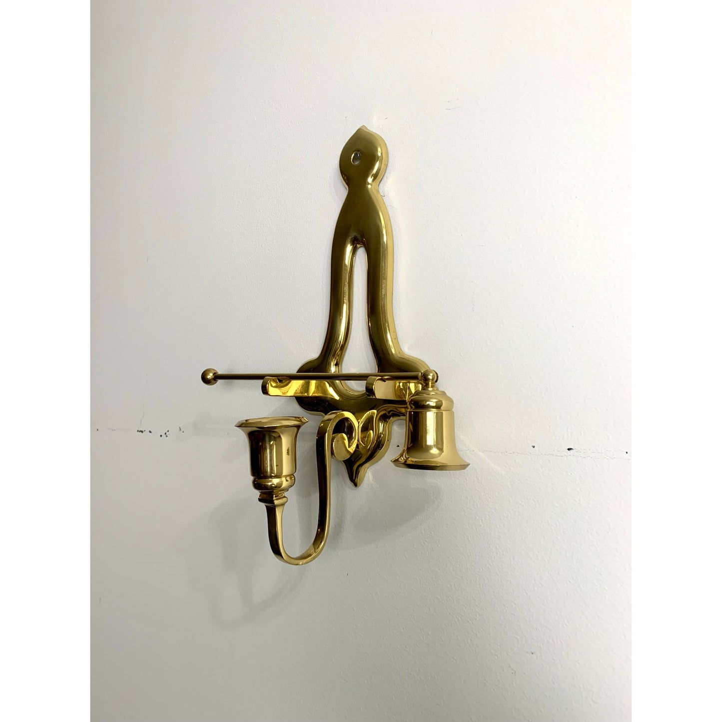 Vintage Brass Wall Sconce Candle Holder with Removable Snuffer Cottage Old Money