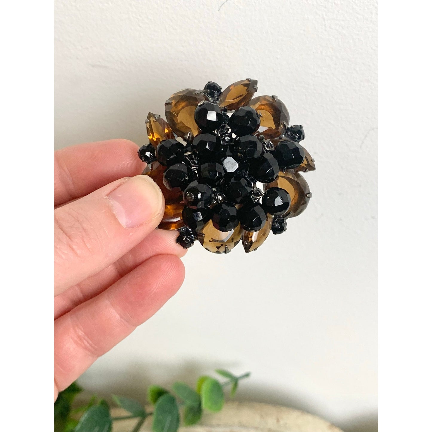 Vintage Juliana by DeLizza & Elster Brooch Amber Topaz Rhinestone Cha Cha Statement Pint