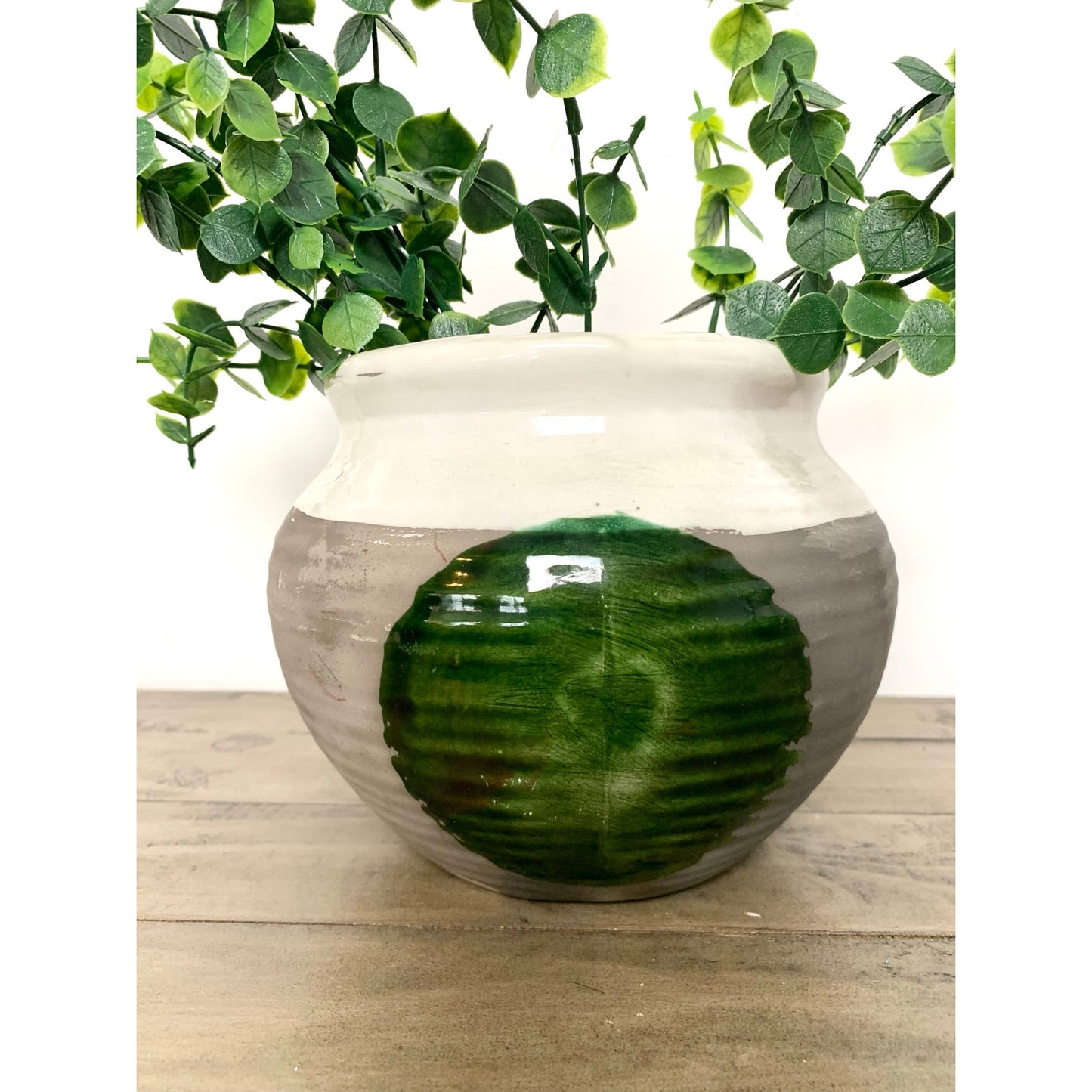 Vintage Mid Century Studio Art Pottery Vase Bowl Pot Green Glaze
