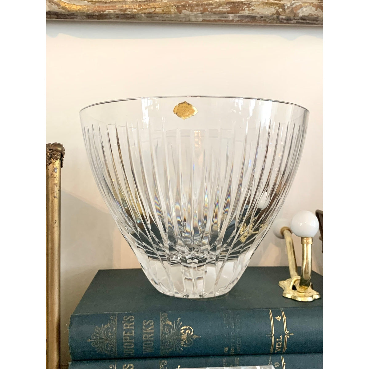 Vintage Josair Yugoslavia Lead Crystal Bowl Large Cut Glass Centerpiece Elegant