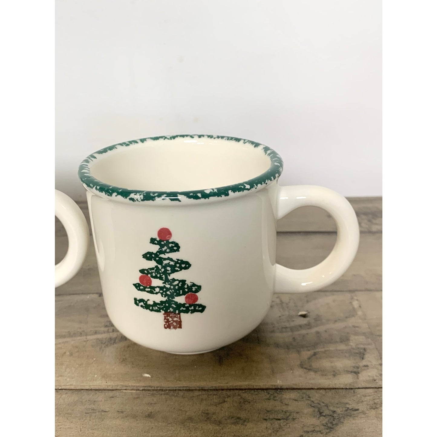 Vintage Furio Italy Christmas Tree Mugs Pair Ceramic Holiday Collectible Cups