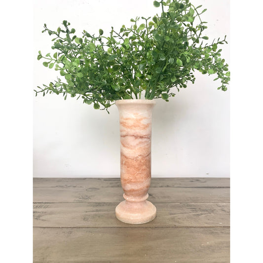 Vintage Pink Onyx Marble Vase Carved Stone Bud Vase Vessel Earthy Cottagecore