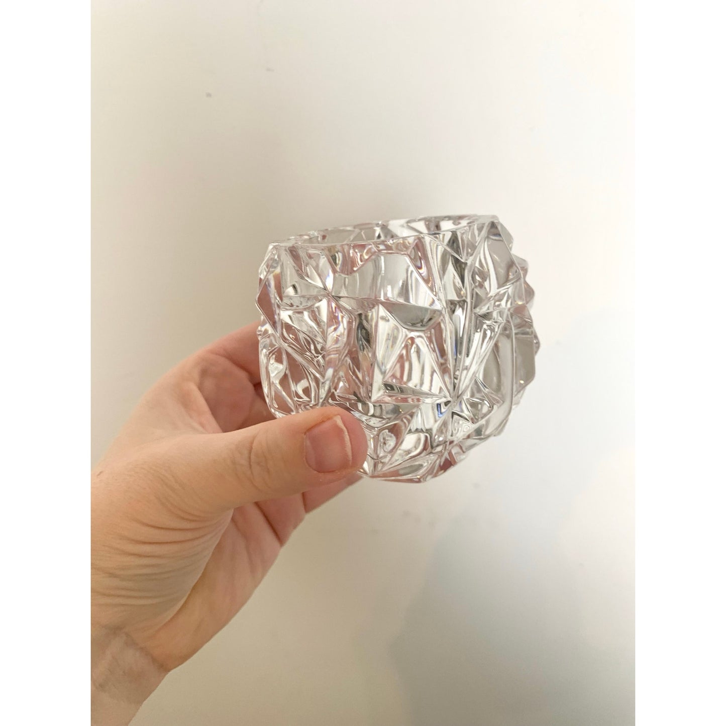 Tiffany & Co. Crystal Faceted Candle Votive Holder – Signed Clear Rock Cut Glass