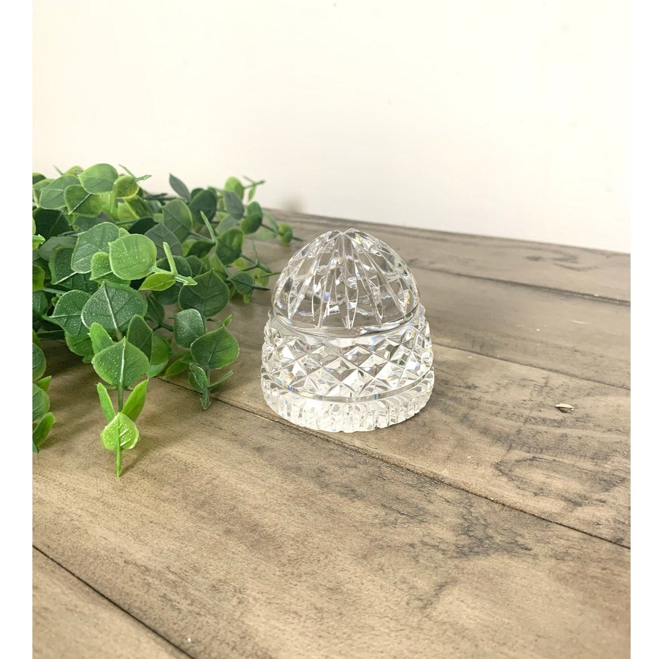 Vintage Cut Crystal Glass Dome Paperweight – Diamond Cut Clear Glass Sparkling Accent