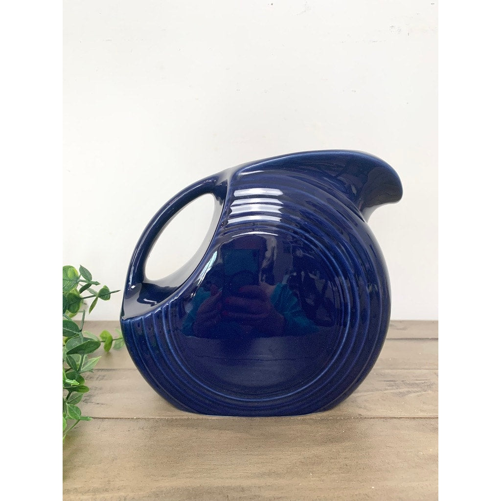 Vintage Fiesta Cobalt Blue Pitcher 67 oz Homer Laughlin Fiestaware Art Deco Americana Pottery