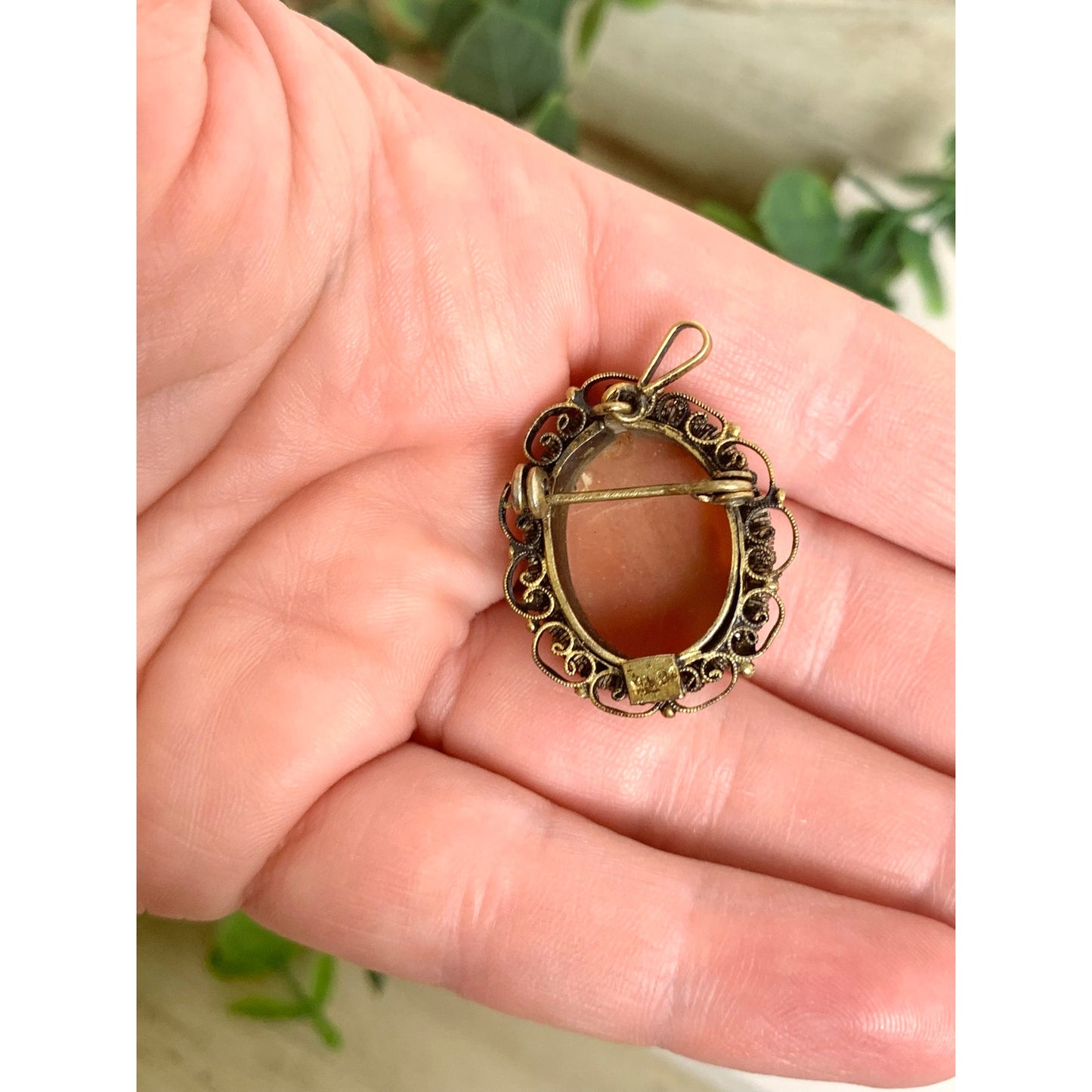 Vintage Carved Shell Cameo Brooch Pendant 12K Gold Filled Victorian Style Jewelry