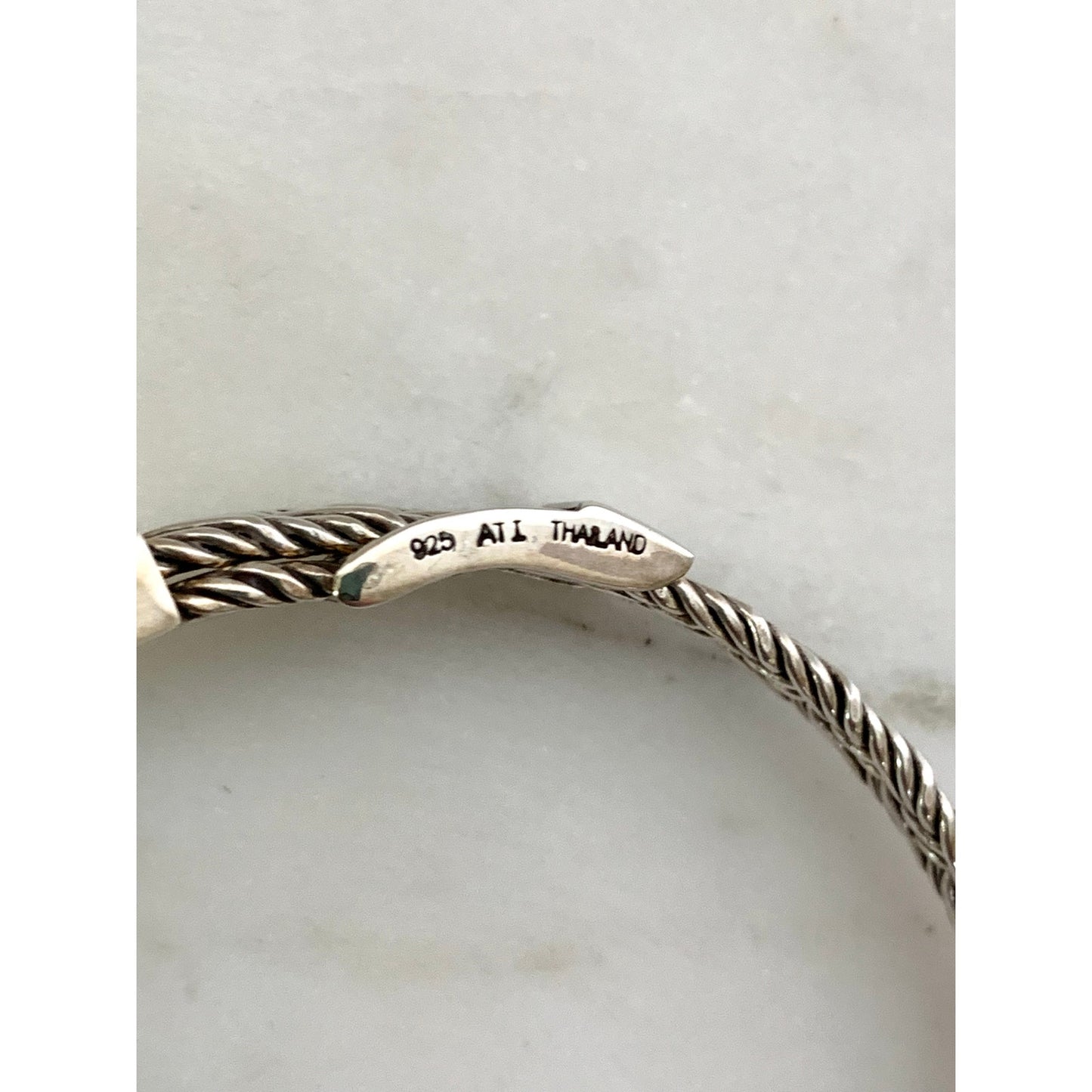 Vintage Sterling Silver Belt Buckle Bangle Bracelet Woven Design 925 Adjustable