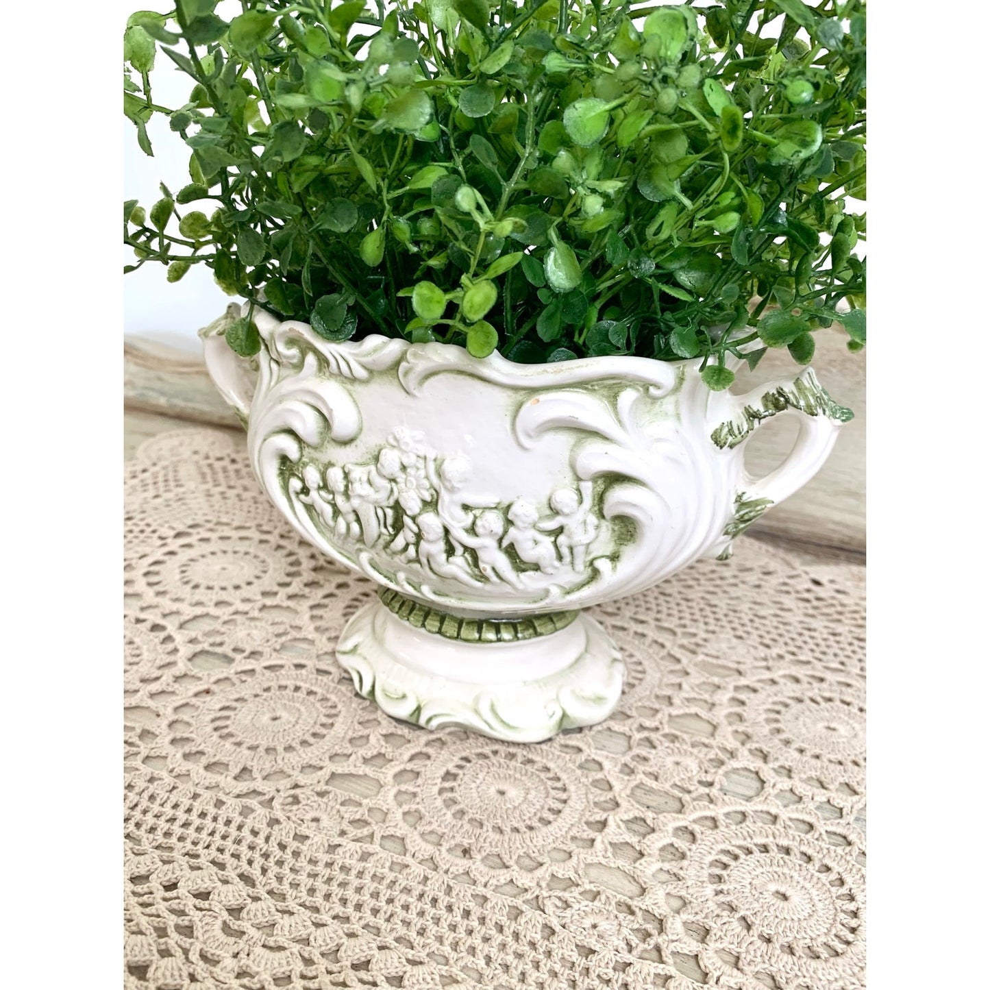 Vintage Relpo Pompei Cherub Vase Italian Style Ceramic Planter Romantic Cottage