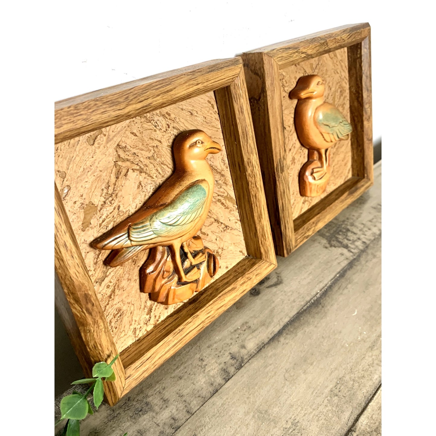 Vintage 1982 Miller Studio Chalkware Shorebird Wall Plaques Coastal Bird Cottage