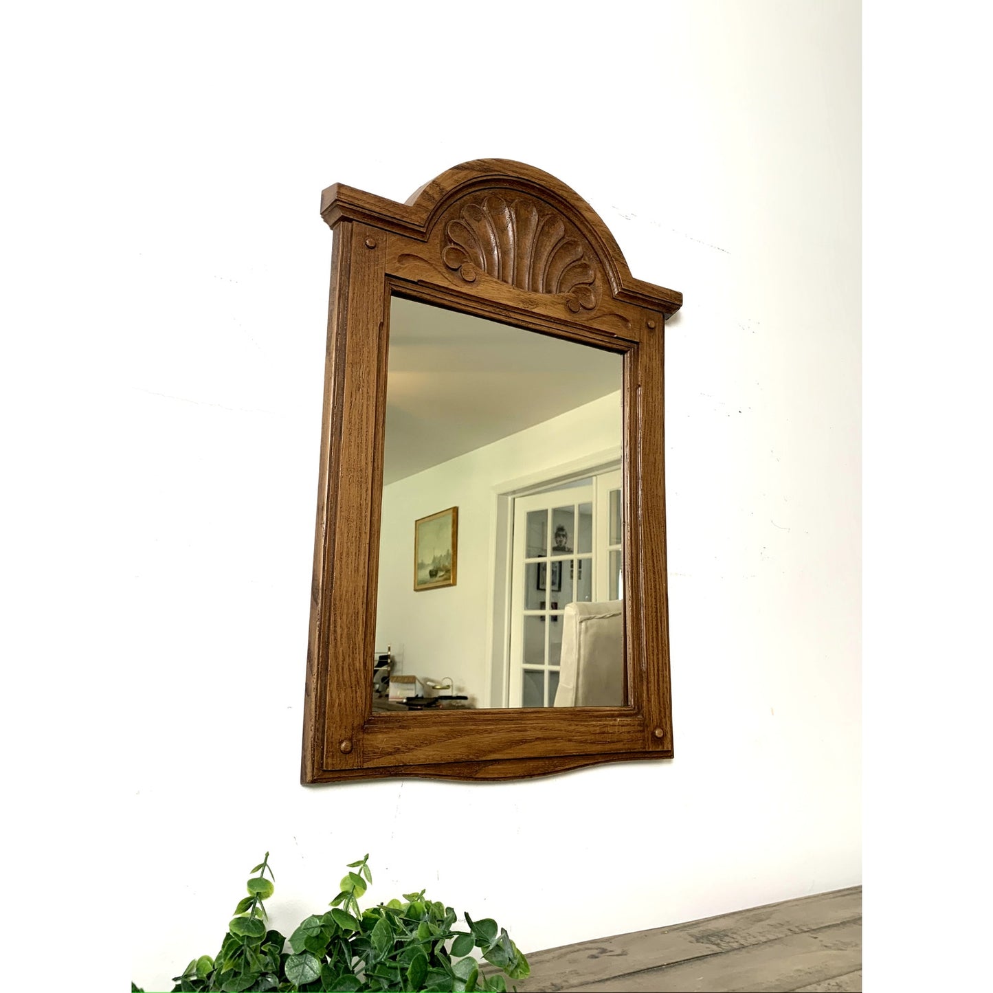 Vintage Syroco Wall Mirror with Shell Crest – 24.5” x 16.5” Coastal Boho MCM