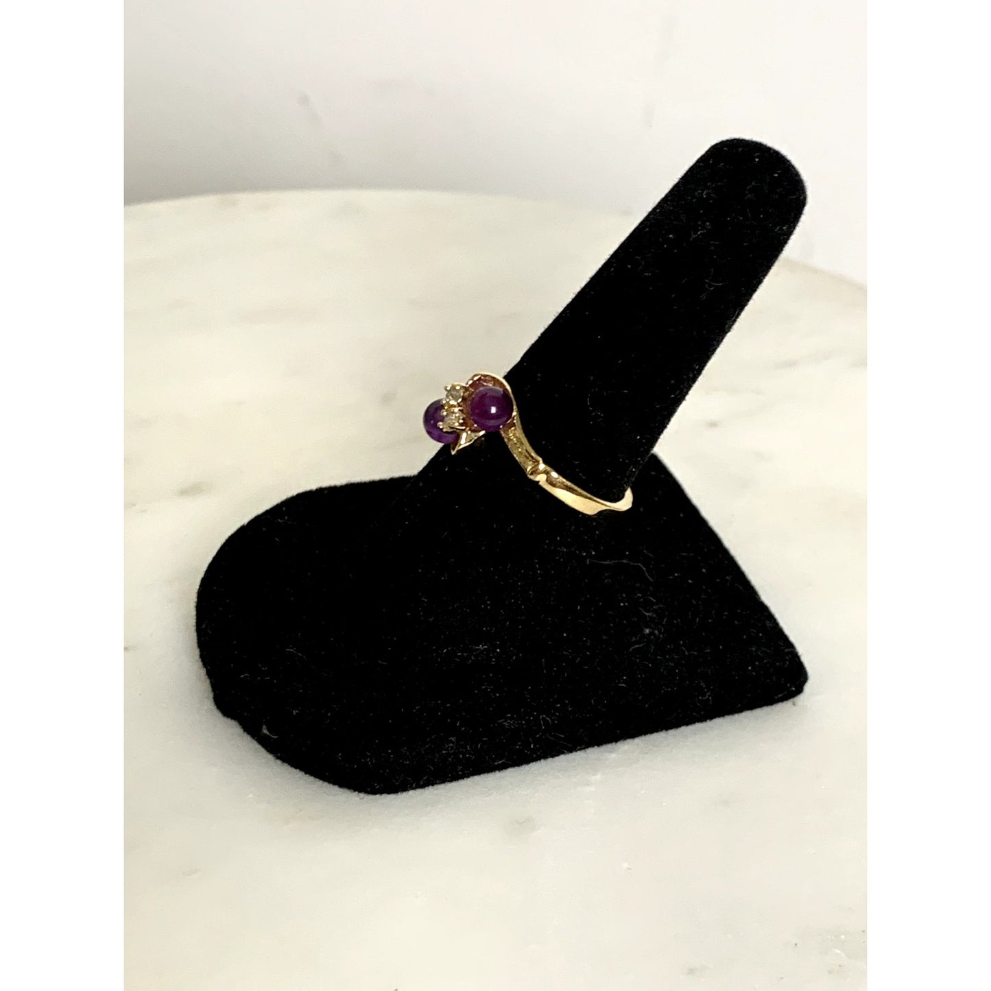 Vintage Gold-Plated Amethyst & CZ Accent Ring – Size 6.25