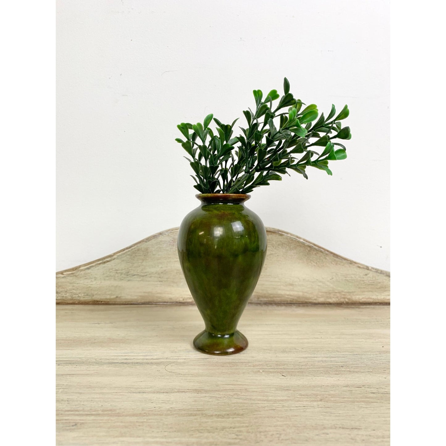 Vintage Studio Pottery Vase Moss Green Signed Gail Art Pottery Mid Century Cottage