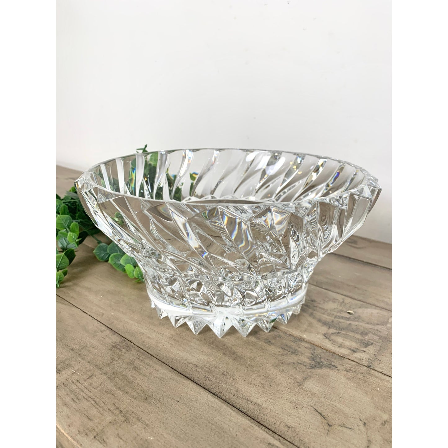 Vintage Mikasa Ranier Cut Crystal Bowl Starburst Base Lead Crystal Centerpiece Vase