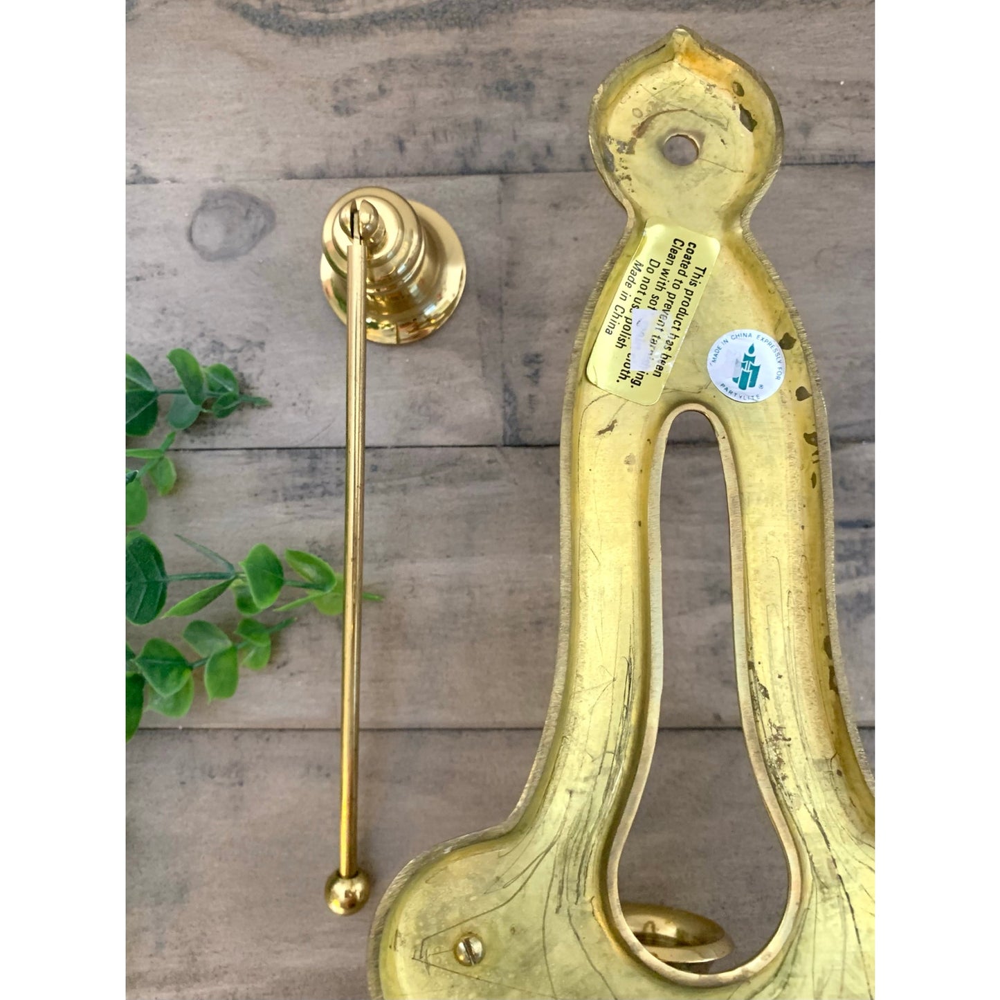 Vintage Brass Wall Sconce Candle Holder with Removable Snuffer Cottage Old Money