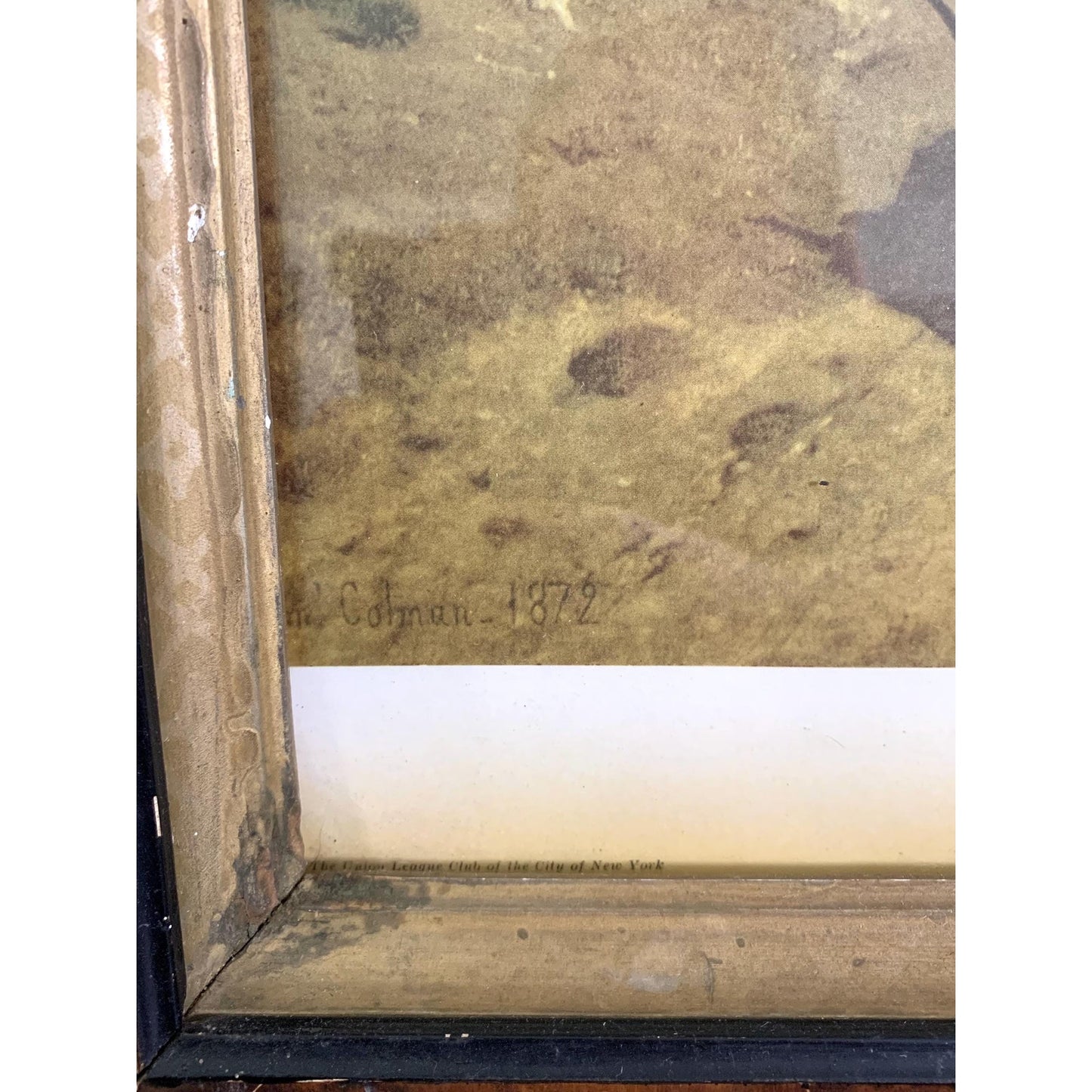 Antique Framed Print of Ships of the Plain by Samuel Coleman in 1872 Rustic Americana