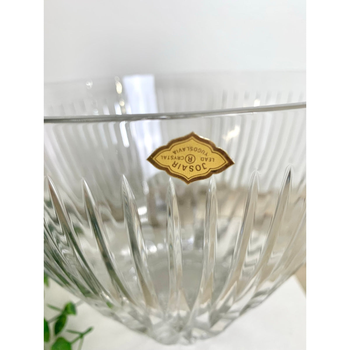 Vintage Josair Yugoslavia Lead Crystal Bowl Large Cut Glass Centerpiece Elegant
