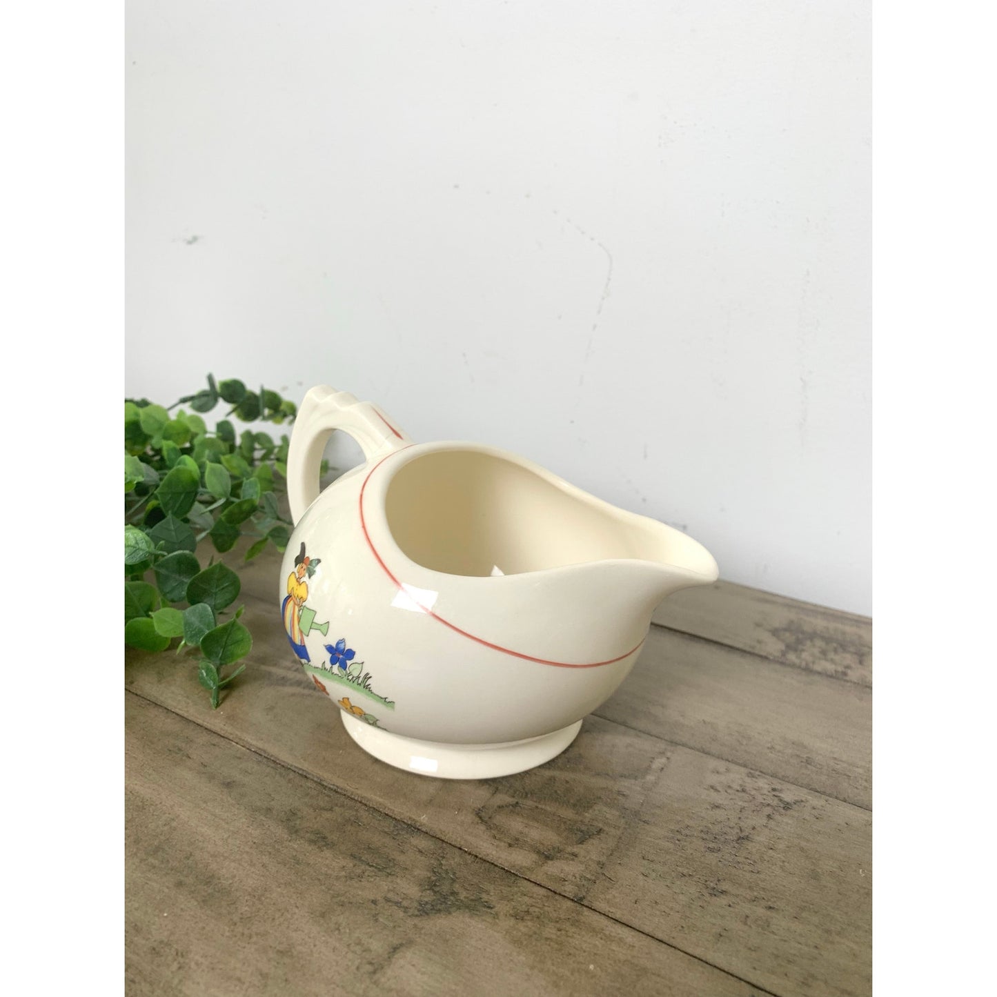 Vintage Crooksville China Co 3pc Creamer & Sugar Set Hand Painted Dutch Children