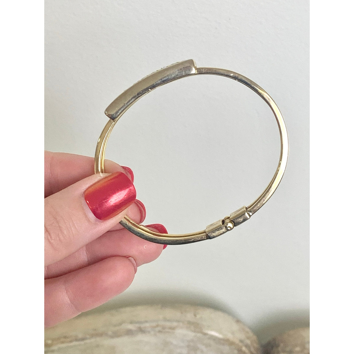 Vintage Goldtone Rhinestone Bangle Bracelet Pave Statement Jewelry Classic Glam