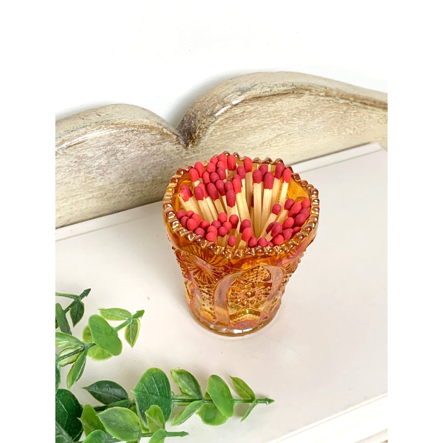 Vintage Imperial Glass Marigold Carnival Glass Toothpick Holder Iridescent Votive