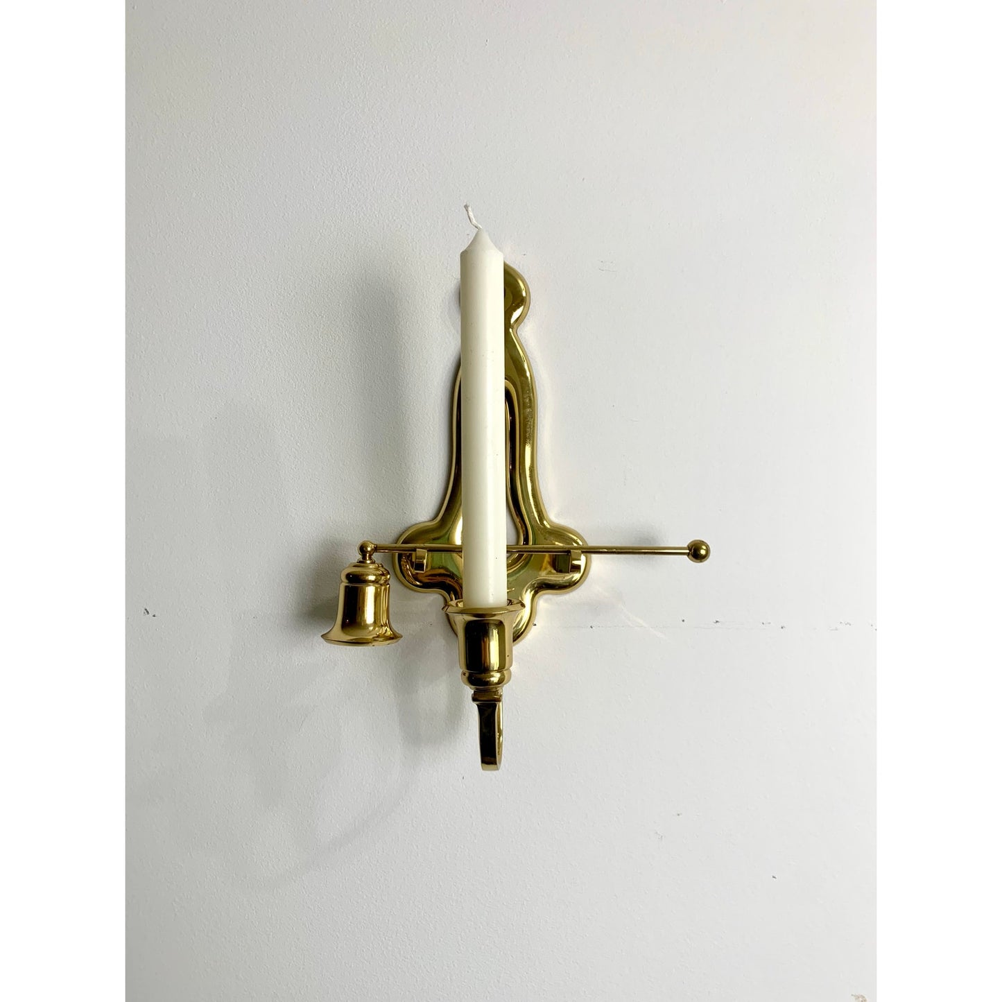 Vintage Brass Wall Sconce Candle Holder with Removable Snuffer Cottage Old Money
