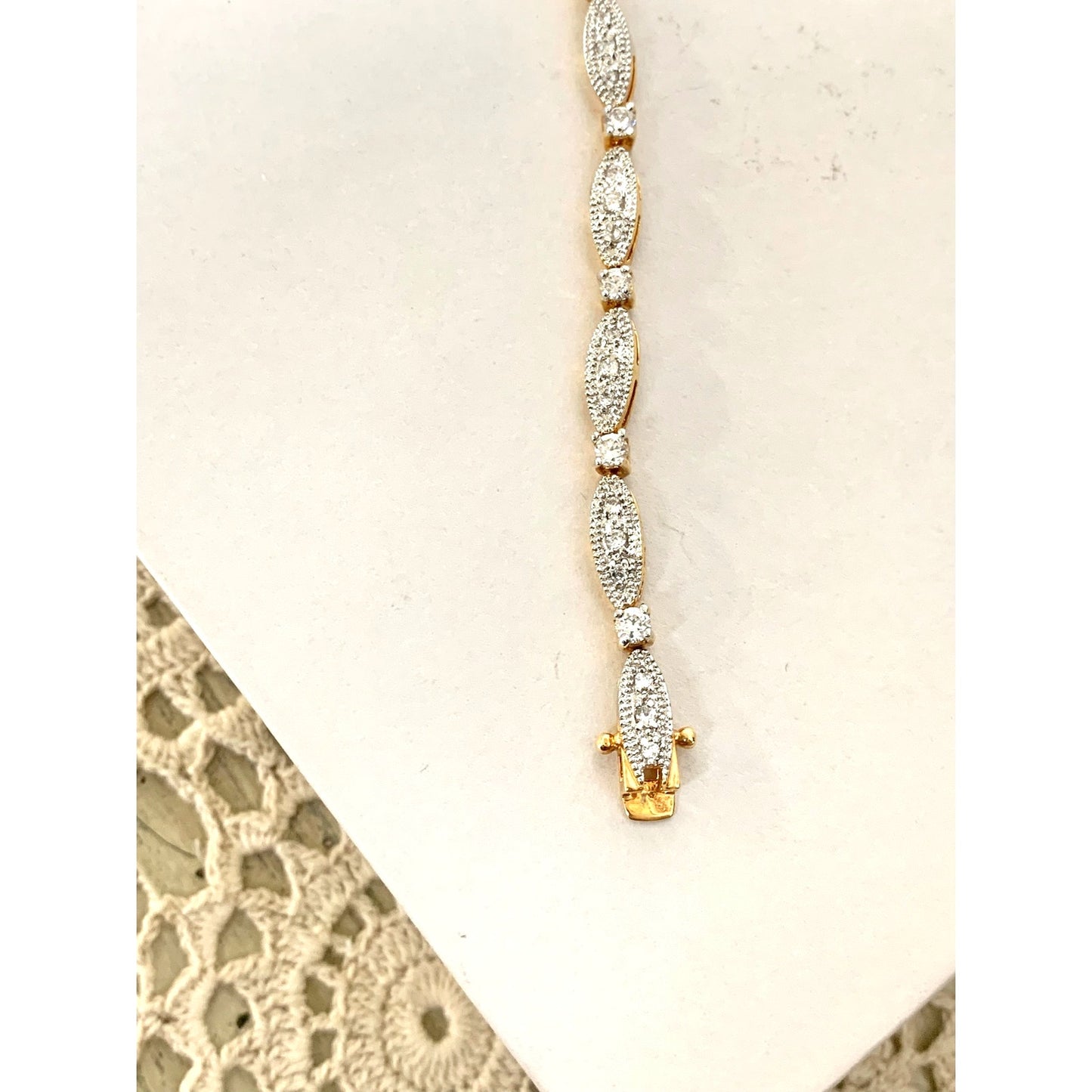 Vintage Goldtone Rhinestone Tennis Bracelet Art Deco Style Crystal Glam Jewelry