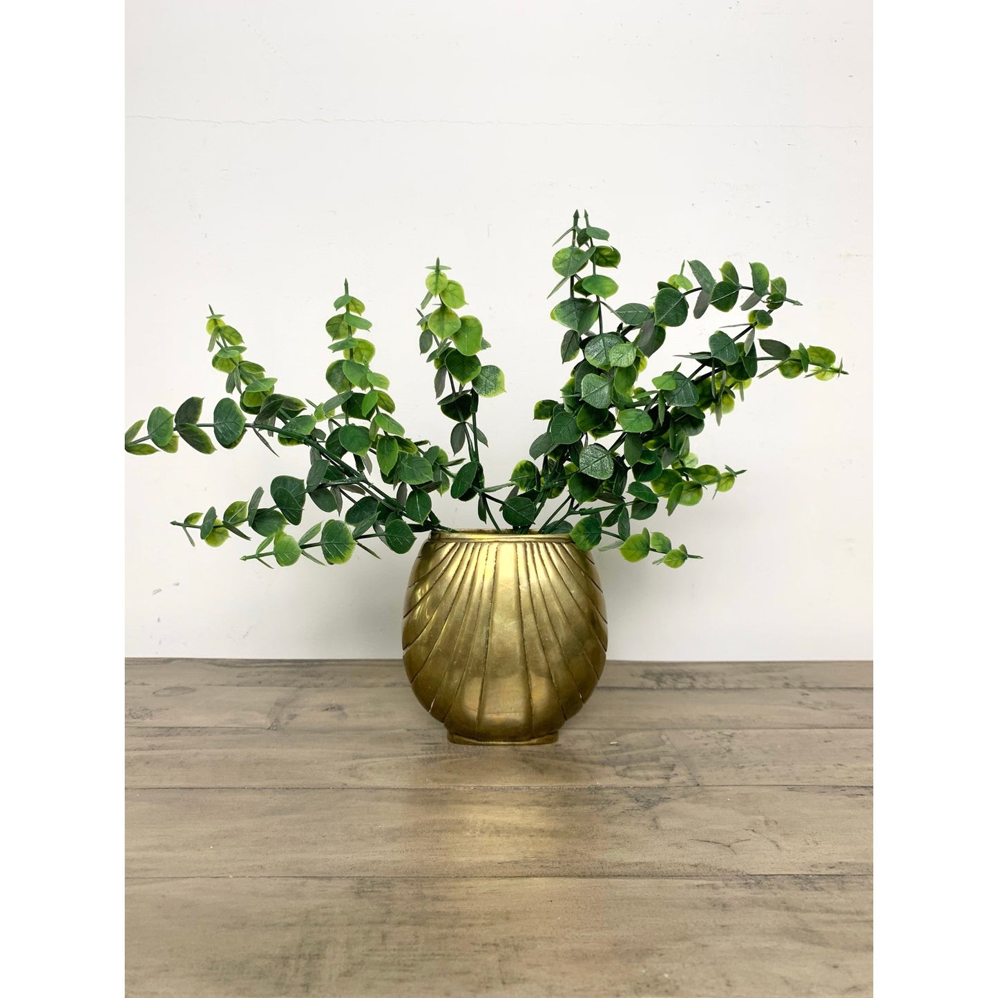 Vintage 1980 Dolbi Cashier Brass Shell Vase Art Deco Coastal Nautical Old Money