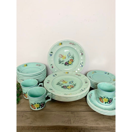 Vintage Kensington Staffordshire Ironstone Dish Set Provincial Pattern England Floral Dinnerware