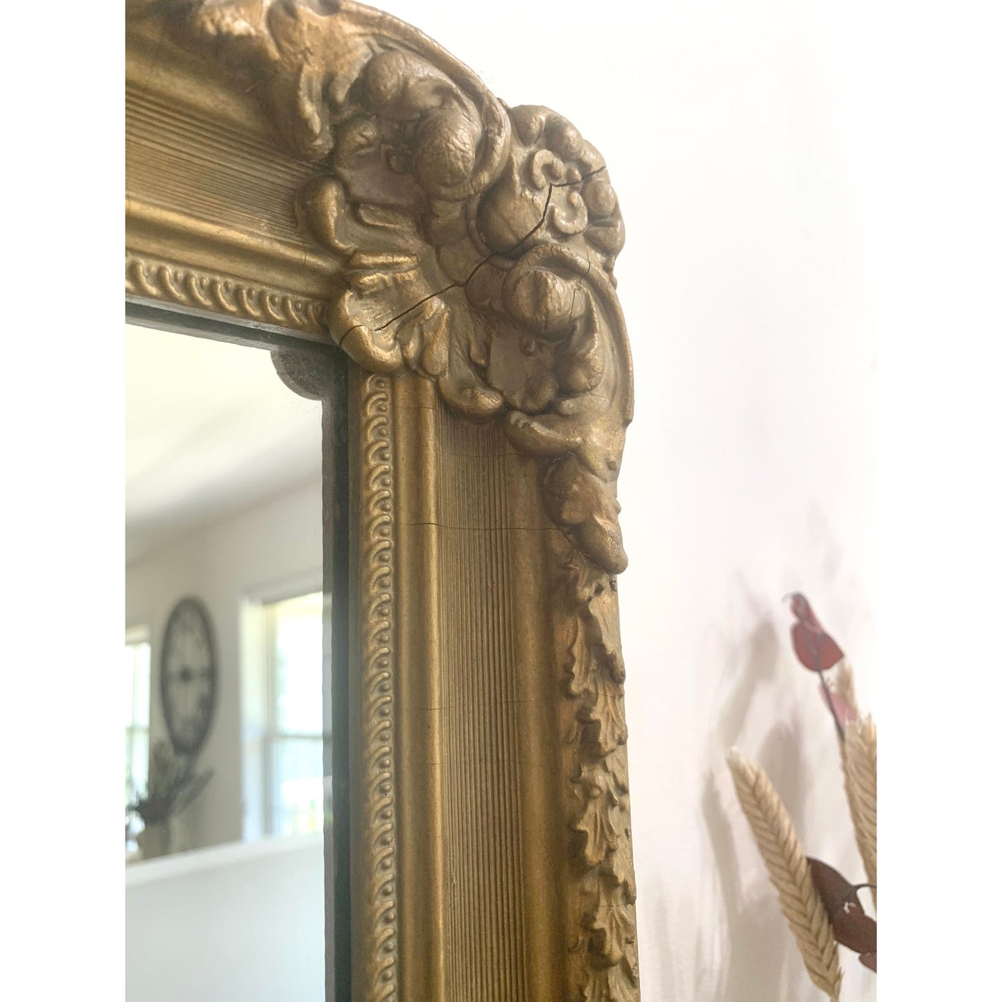 Vintage Ornate Gold Wall Mirror – Rococo Style Rectangular Frame Romantic