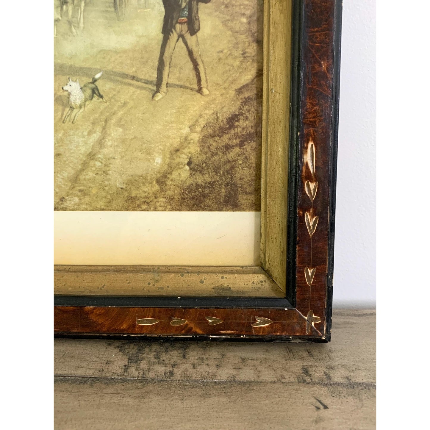 Antique Framed Print of Ships of the Plain by Samuel Coleman in 1872 Rustic Americana