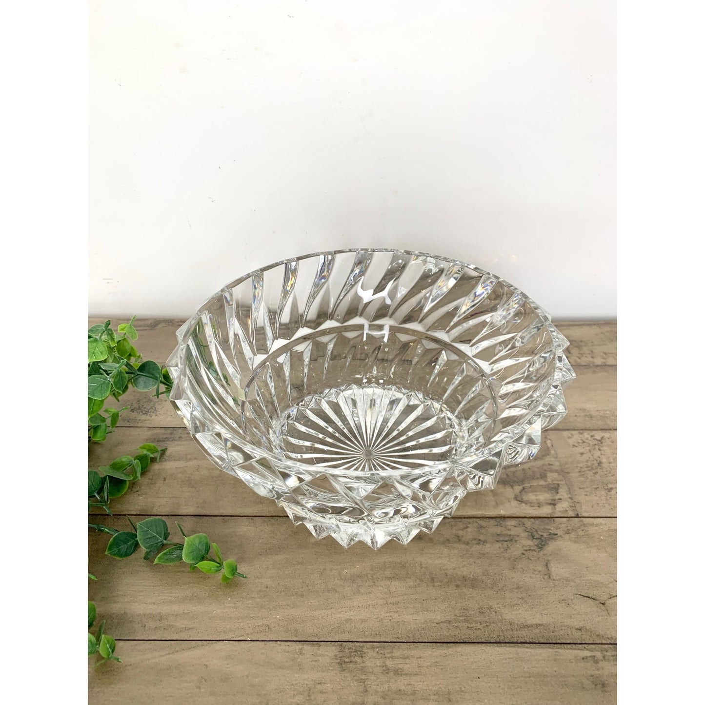 Vintage Mikasa Ranier Cut Crystal Bowl Starburst Base Lead Crystal Centerpiece Vase