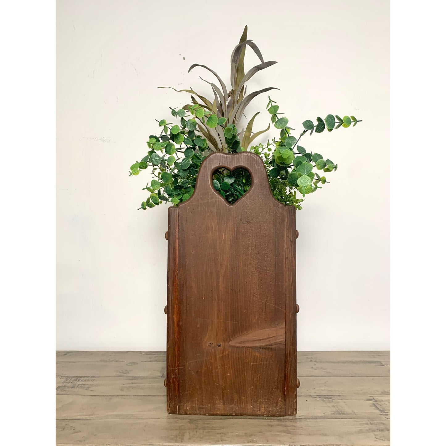 Vintage Wood Heart Cutout Umbrella Stand Magazine Holder Primitive Farmhouse Feminine Rustic