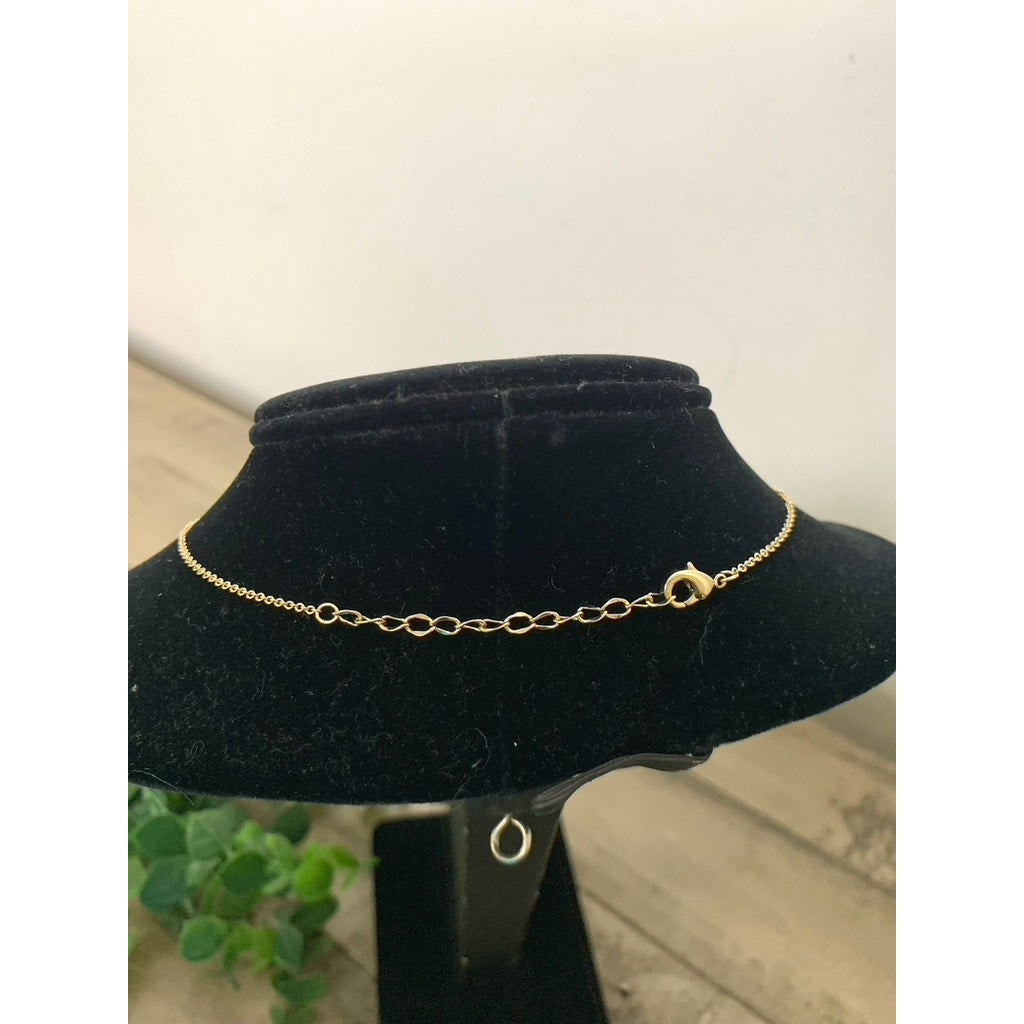 Goldtone Fashion Necklace Two-Tone Pink Stones Adjustable 16”–18.25” Feminine