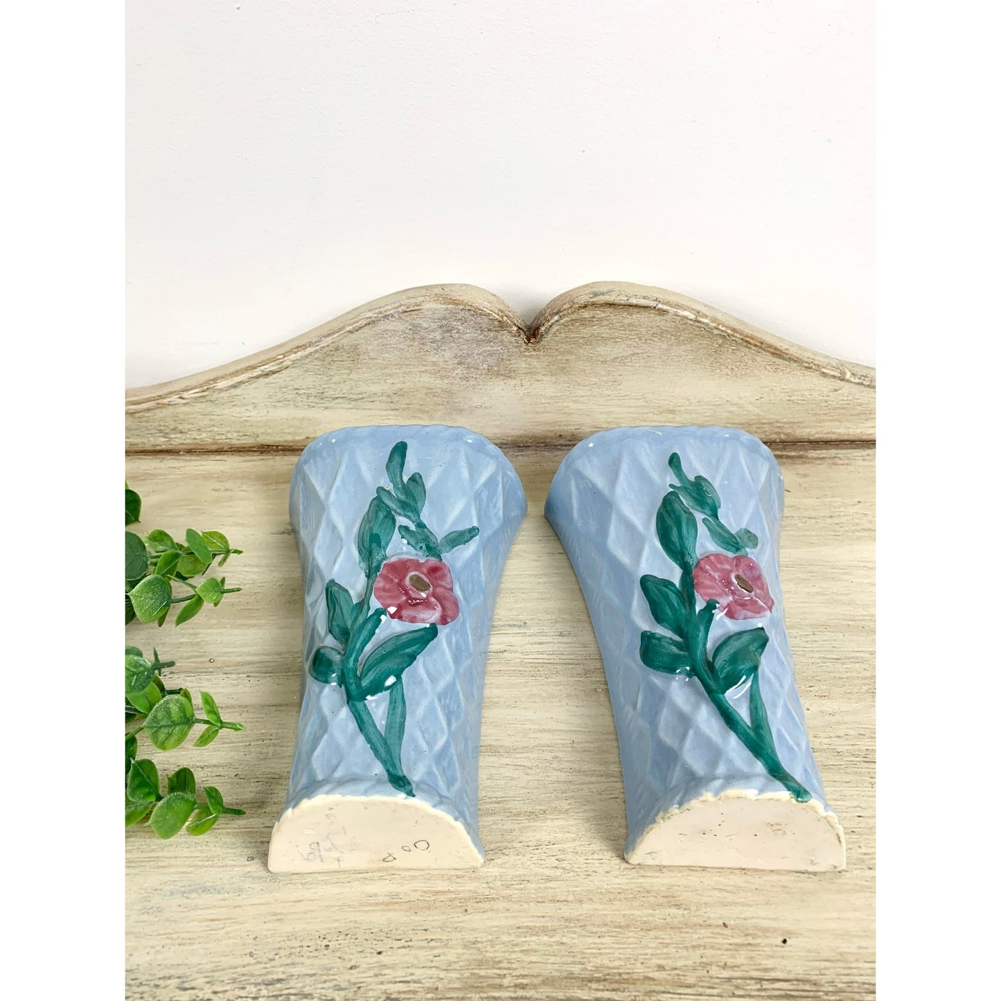 Vintage Morton Pottery Wall Pockets Ceramic Pair Mid Century Wall Planters Vases