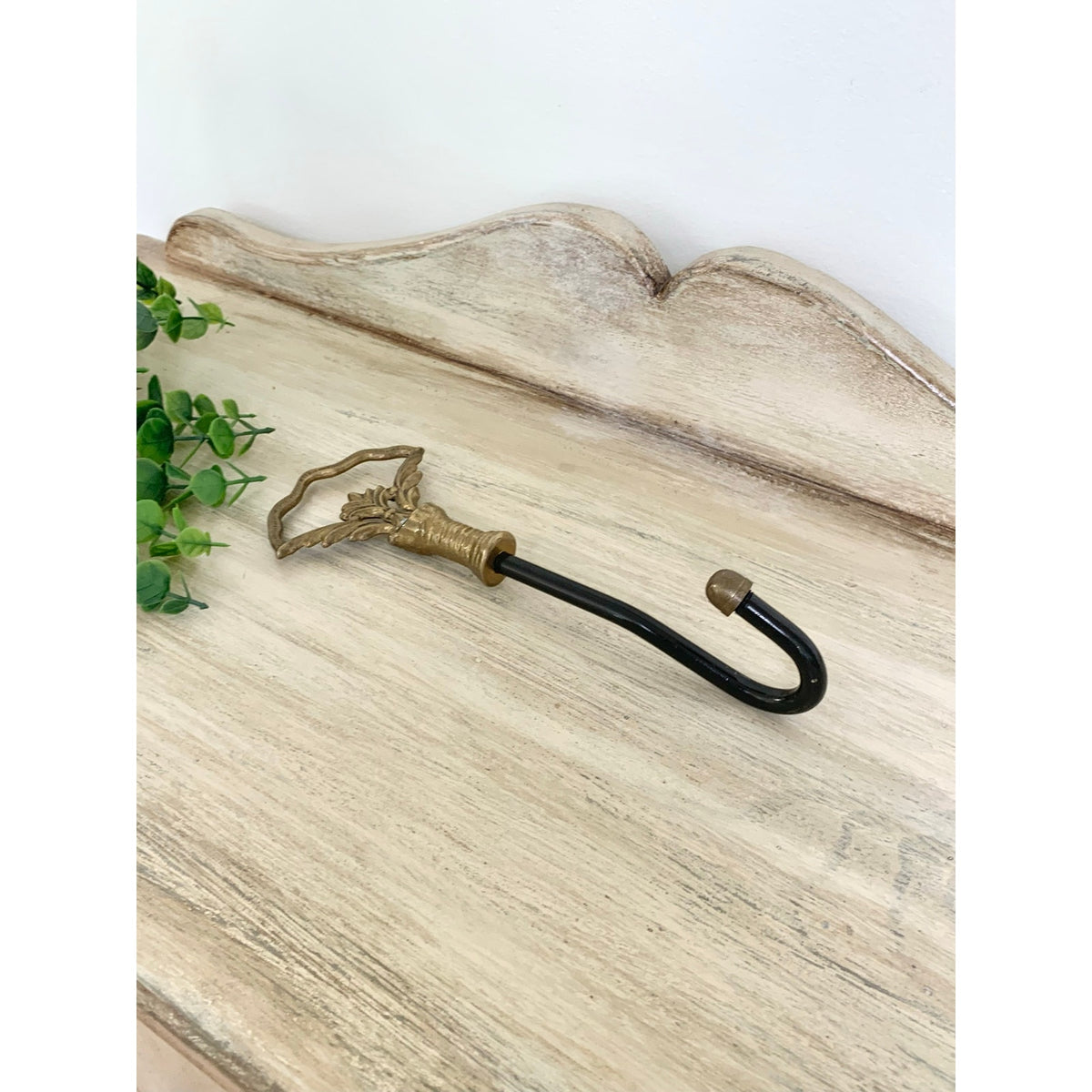 Vintage Brass Curtain Tieback Hook Ornate Black Metal Drapery Holdback Wall Mount