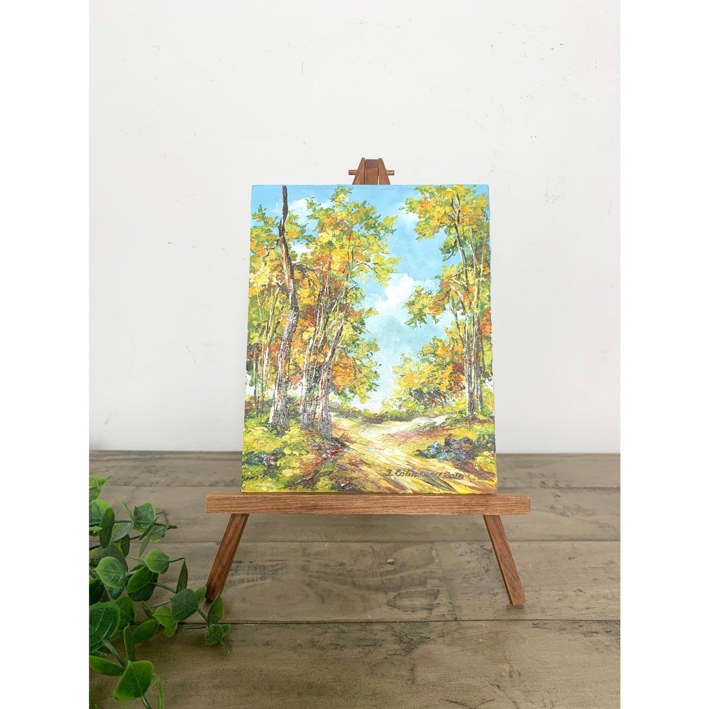 Original Landscape Oil Painting on Board Signed Artwork Trees Cottage Farmhouse